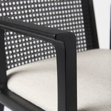 Clara Black Wood W/ Cream Fabric Seat and Cane Back Dining Chair from Mercana - Luna Furniture