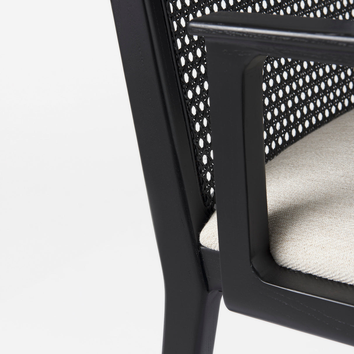 Clara Black Wood W/ Cream Fabric Seat and Cane Back Dining Chair from Mercana - Luna Furniture