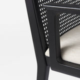 Clara Black Wood W/ Cream Fabric Seat and Cane Back Dining Chair from Mercana - Luna Furniture