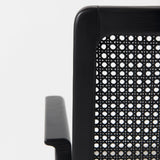 Clara Black Wood W/ Cream Fabric Seat and Cane Back Dining Chair from Mercana - Luna Furniture