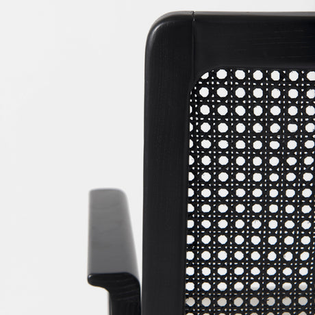 Clara Black Wood W/ Cream Fabric Seat and Cane Back Dining Chair from Mercana - Luna Furniture