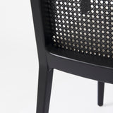 Clara Black Wood W/ Cream Fabric Seat and Cane Back Dining Chair from Mercana - Luna Furniture