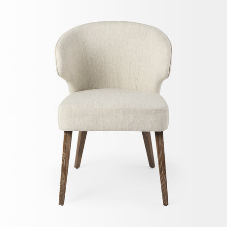 Niles 22.5L x 24.0W x 32.0H Cream Fabric Seat W/ Medium Brown Wooden Legs Wingback Dining Chair from Mercana - Luna Furniture