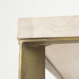 Faye 34L x 34W x 17H Beige Finished Wood W/Gold Metal Base Square Coffee Table from Mercana - Luna Furniture