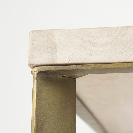Faye 34L x 34W x 17H Beige Finished Wood W/Gold Metal Base Square Coffee Table from Mercana - Luna Furniture