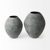 Gobi 16L x 20H Small Gray Ceramic Oval Vase from Mercana - Luna Furniture
