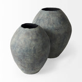 Gobi 16L x 20H Small Gray Ceramic Oval Vase from Mercana - Luna Furniture