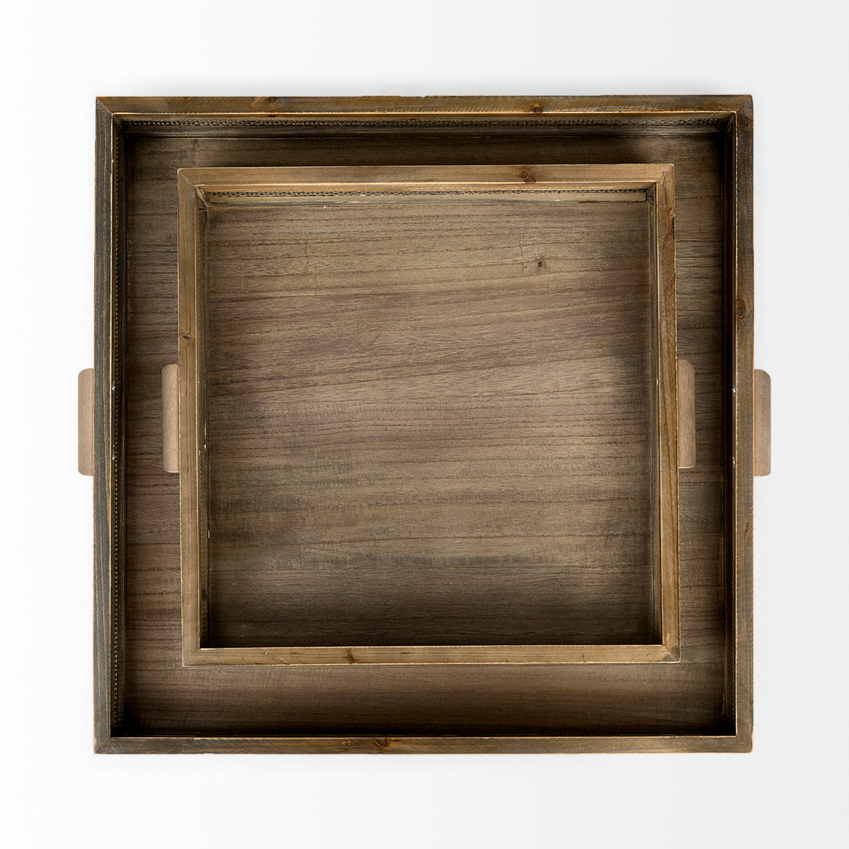 Sonny 23.6L x 23.6W x 2.0H Set of Two Brown Wood and Wicker Square Trays from Mercana - Luna Furniture