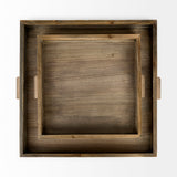 Sonny 23.6L x 23.6W x 2.0H Set of Two Brown Wood and Wicker Square Trays from Mercana - Luna Furniture