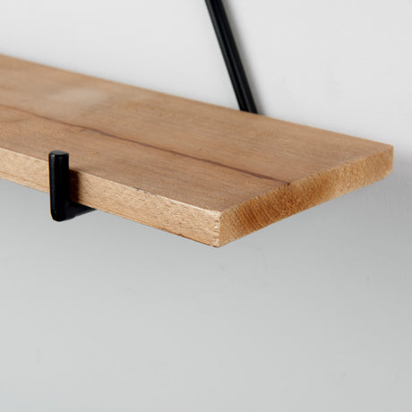 Khufu 18.9L x 5.5W x 10.2H Set of Three Brown Wood W/ Black Metal Triangular Hanging Shelves from Mercana - Luna Furniture