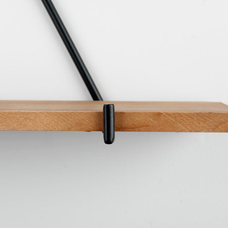 Khufu 18.9L x 5.5W x 10.2H Set of Three Brown Wood W/ Black Metal Triangular Hanging Shelves from Mercana - Luna Furniture