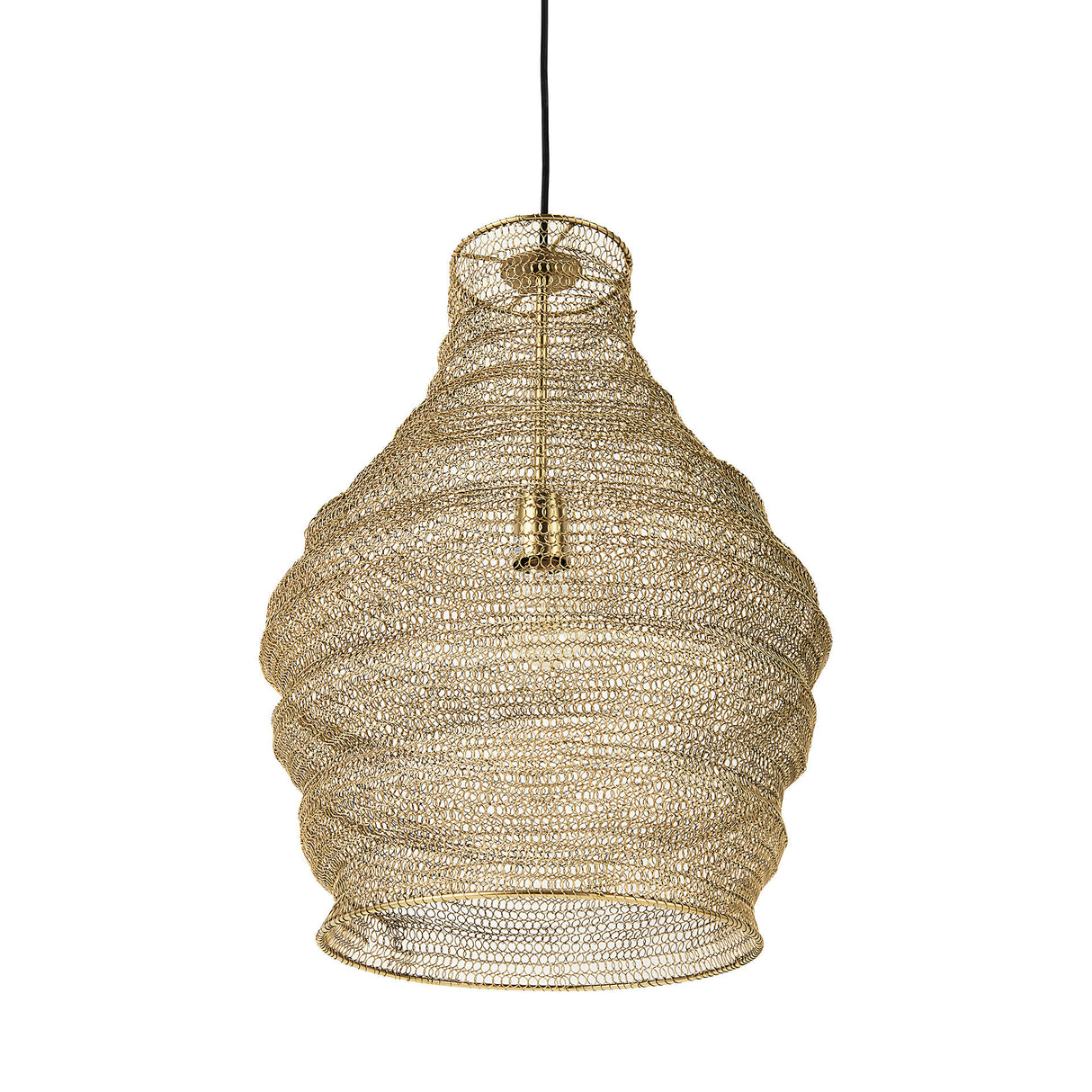 Halycon 16.0L x 16.0W x 20.0H Gold Mesh and Iron Pendant Light from Mercana - Luna Furniture
