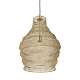 Halycon 16.0L x 16.0W x 20.0H Gold Mesh and Iron Pendant Light from Mercana - Luna Furniture