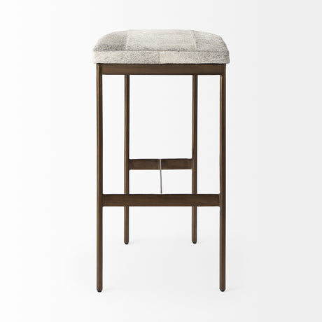 Millie 16.75 X 17.75 X 30 Hair-on-hide Seat W/ Gold Frame Bar Stool from Mercana - Luna Furniture