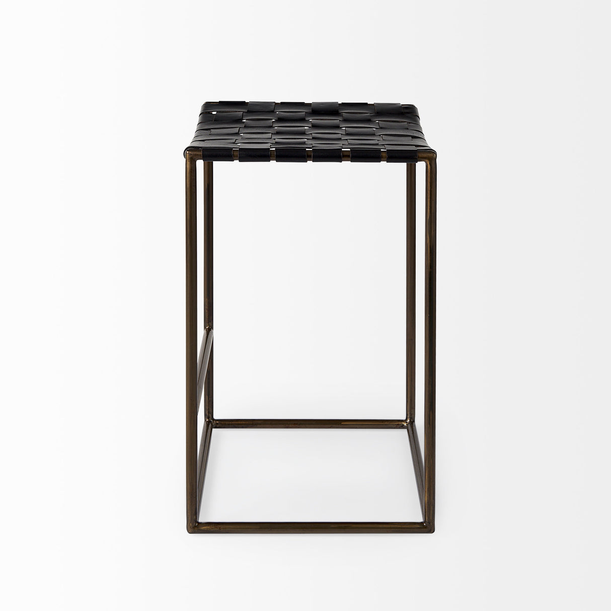 Clarissa 18.0L x 16.0W x 26.25H Black Woven Leather Seat W/ Gold Frame Counter Stool from Mercana - Luna Furniture