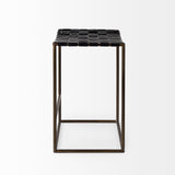 Clarissa 18.0L x 16.0W x 26.25H Black Woven Leather Seat W/ Gold Frame Counter Stool from Mercana - Luna Furniture