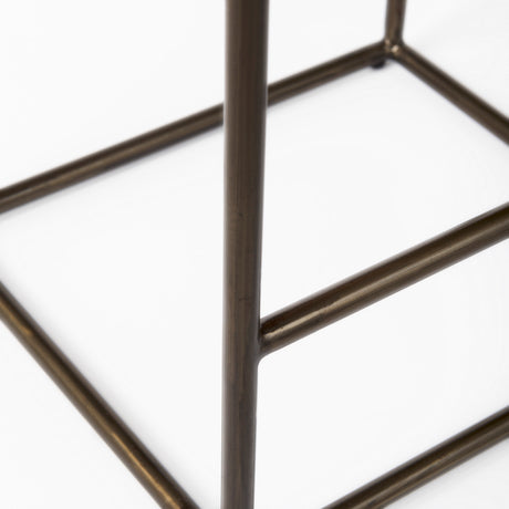 Clarissa 18.0L x 16.0W x 26.25H Black Woven Leather Seat W/ Gold Frame Counter Stool from Mercana - Luna Furniture