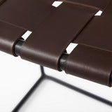 Clarissa 18.0L x 16.0W x 26.25H Dark Brown Woven Leather Seat W/ Black Iron Frame Counter Stool from Mercana - Luna Furniture