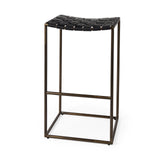 Clarissa 18.0L x 16.0W x 30.25H Black Woven Leather Seat W/ Gold Frame Bar Stool from Mercana - Luna Furniture
