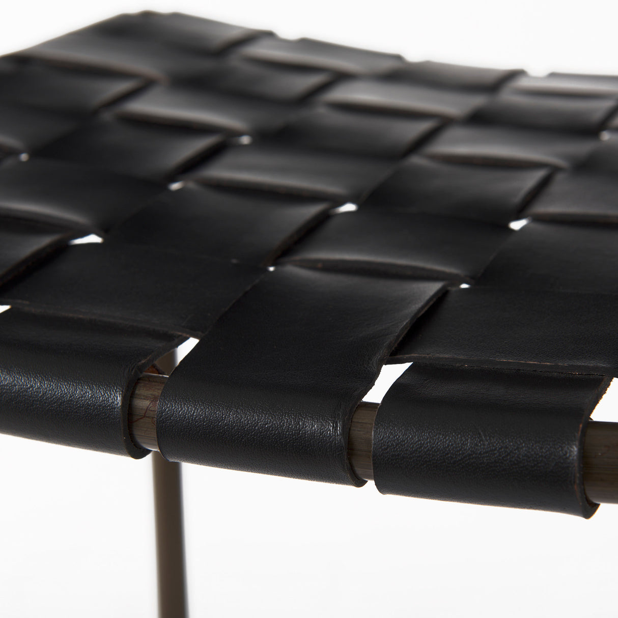 Clarissa 18.0L x 16.0W x 30.25H Black Woven Leather Seat W/ Gold Frame Bar Stool from Mercana - Luna Furniture