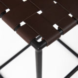 Clarissa 18.0L x 16.0W x 30.25H Dark Brown Woven Leather Seat W/ Black Metal Frame Bar Stool from Mercana - Luna Furniture