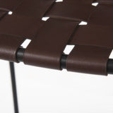Clarissa 18.0L x 16.0W x 30.25H Dark Brown Woven Leather Seat W/ Black Metal Frame Bar Stool from Mercana - Luna Furniture