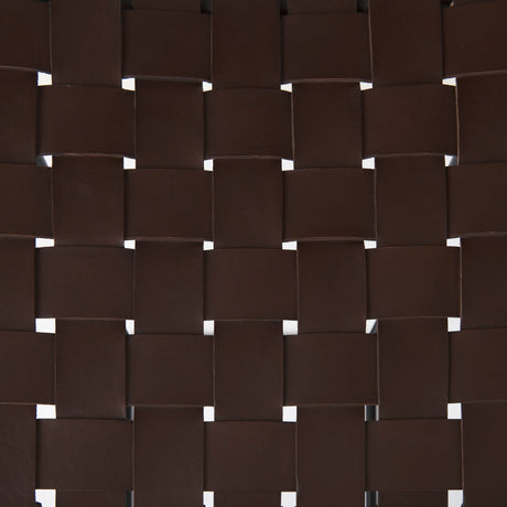 Clarissa 18.0L x 16.0W x 30.25H Dark Brown Woven Leather Seat W/ Black Metal Frame Bar Stool from Mercana - Luna Furniture