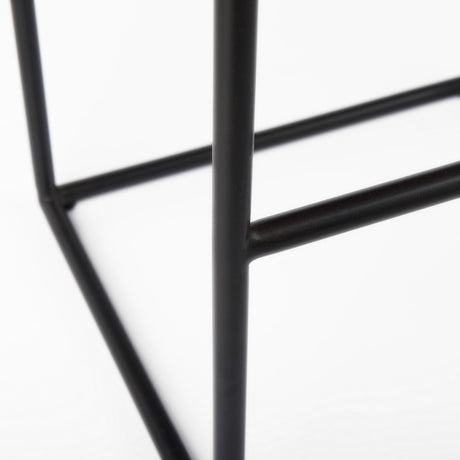 Clarissa 18.0L x 16.0W x 30.25H Dark Brown Woven Leather Seat W/ Black Metal Frame Bar Stool from Mercana - Luna Furniture