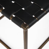 Clarissa 22.0L x 16.0W x 16.75H Black Leather Woven Seat W/ Gold Metal Frame Stool from Mercana - Luna Furniture