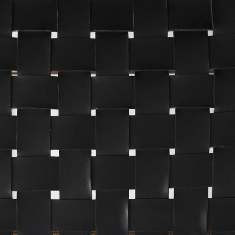Clarissa 22.0L x 16.0W x 16.75H Black Leather Woven Seat W/ Gold Metal Frame Stool from Mercana - Luna Furniture