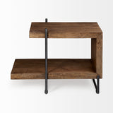 Maddox 30L x 18W x 22H Medium Brown Wood w/ Black Metal U-shaped End/Side Table from Mercana - Luna Furniture