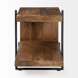 Maddox 30L x 18W x 22H Medium Brown Wood w/ Black Metal U-shaped End/Side Table from Mercana - Luna Furniture