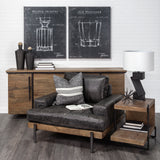 Maddox 30L x 18W x 22H Medium Brown Wood w/ Black Metal U-shaped End/Side Table from Mercana - Luna Furniture