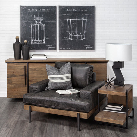 Maddox 30L x 18W x 22H Medium Brown Wood w/ Black Metal U-shaped End/Side Table from Mercana - Luna Furniture