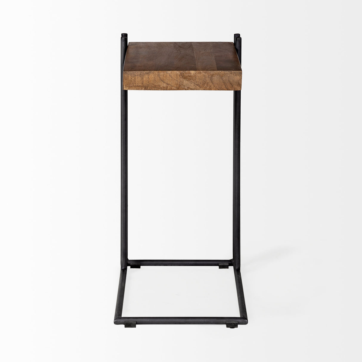 Maddox 16L x 13.5W x 27H Medium Brown Wood w/ Black Metal C-shaped End/Side Table from Mercana - Luna Furniture