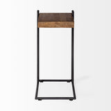 Maddox 16L x 13.5W x 27H Medium Brown Wood w/ Black Metal C-shaped End/Side Table from Mercana - Luna Furniture