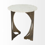 Reinhold II 21L x 21W x 21H Round Live-Edge Marble Top and Gold Metal Base Side/End Table from Mercana - Luna Furniture