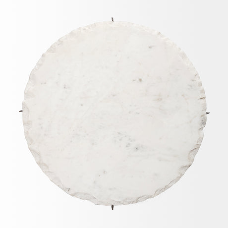 Reinhold II 21L x 21W x 21H Round Live-Edge Marble Top and Gold Metal Base Side/End Table from Mercana - Luna Furniture