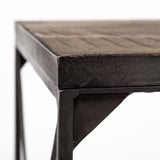 Trestman II 24" x 22.5" Square Top Medium Brown Wood and Iron Cross Braced End/Side Table from Mercana - Luna Furniture