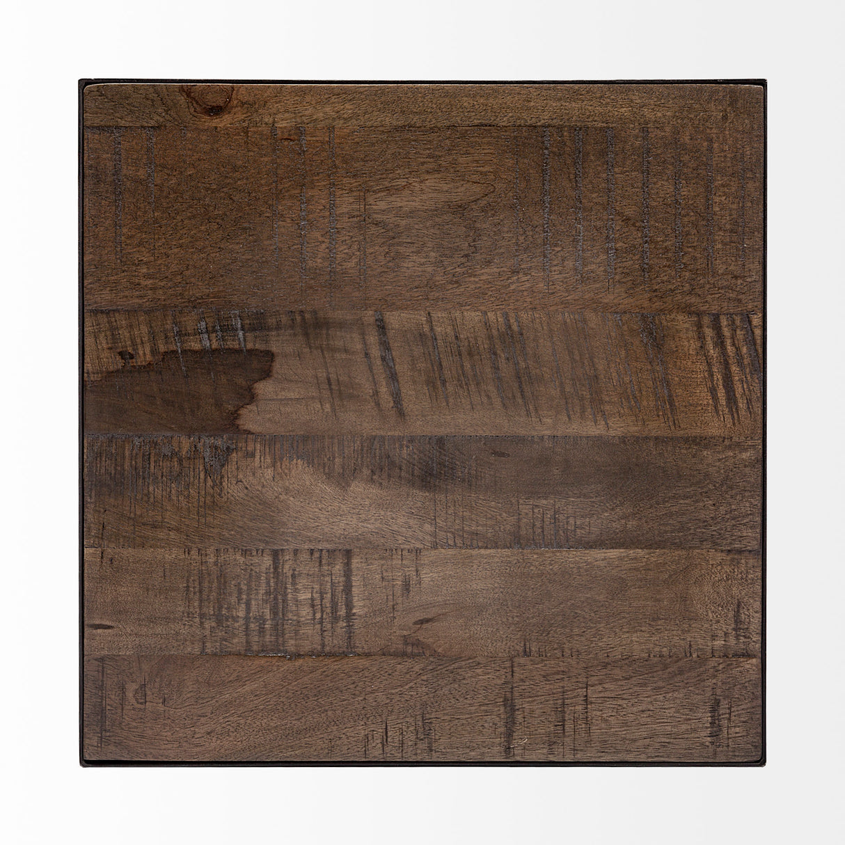 Trestman II 24" x 22.5" Square Top Medium Brown Wood and Iron Cross Braced End/Side Table from Mercana - Luna Furniture