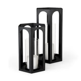 Balley 9.4L x 9.4W x 19.7H Set of Two Matte Black Metal Hexagonal Candle Holder Lanterns from Mercana - Luna Furniture