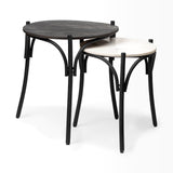 Etienne VII 24" Set of Two Round Top Black Wood and Marble Top Nesting Table from Mercana - Luna Furniture