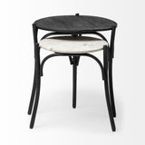 Etienne VII 24" Set of Two Round Top Black Wood and Marble Top Nesting Table from Mercana - Luna Furniture