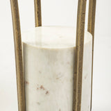Jacinta II 21" Round Glass Top Metal and Marble Pedestal End/Side Table from Mercana - Luna Furniture