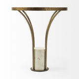 Jacinta II 21" Round Glass Top Metal and Marble Pedestal End/Side Table from Mercana - Luna Furniture