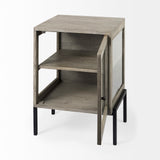 Arelius 20L x 18W x 26H Gray Wood W/ Black Metal Frame End/Side Table from Mercana - Luna Furniture
