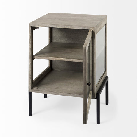Arelius 20L x 18W x 26H Gray Wood W/ Black Metal Frame End/Side Table from Mercana - Luna Furniture