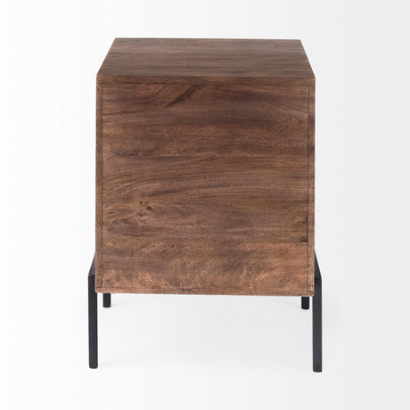 Arelius 20L x 18W x 26H Medium Brown Wood W/ Black Metal Frame End/Side Table from Mercana - Luna Furniture