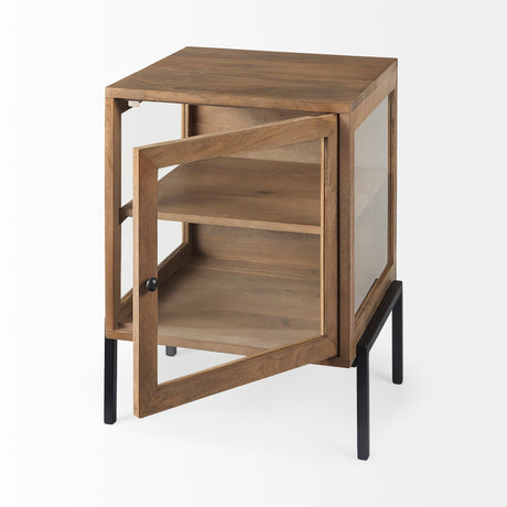 Arelius 20L x 18W x 26H Light Brown Wood W/ Black Metal Frame End/Side Table from Mercana - Luna Furniture