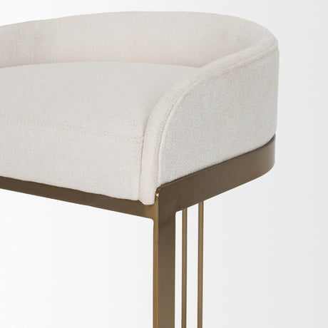 Hollyfield II Cream Fabric Seat W/ Gold Metal Base Counter Stool from Mercana - Luna Furniture